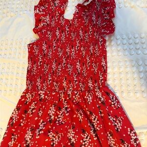 Floral Red Dress